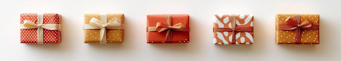 Wrapped Gifts in Various Colors photo
