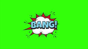 Knall Text Comic Stil Animation auf Grün Bildschirm Hintergrund, Fett gedruckt und ausdrucksvoll Pop Kunst visuell im 4k Auflösung video