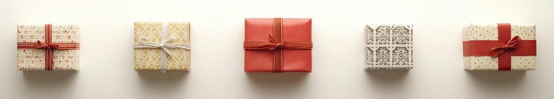 Four Wrapped Presents in Various Colors photo