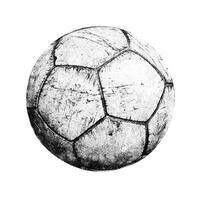 A worn soccer ball, grayscale image photo