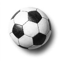 A black and white soccer ball on a white background photo