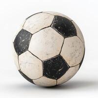 Worn soccer ball, showing signs of use photo