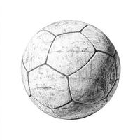 Detailed drawing of a worn soccer ball photo