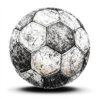 A worn soccer ball, showing signs of use photo