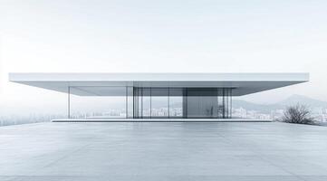 Modern minimalist pavilion overlooking city photo
