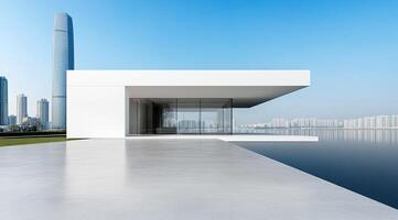 Modern Pavilion overlooking a city photo