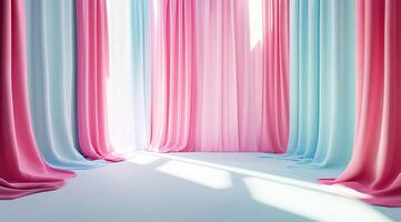 Pink and Light Blue Curtains photo