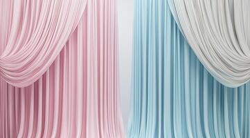 Soft pastel curtains in pink and blue photo