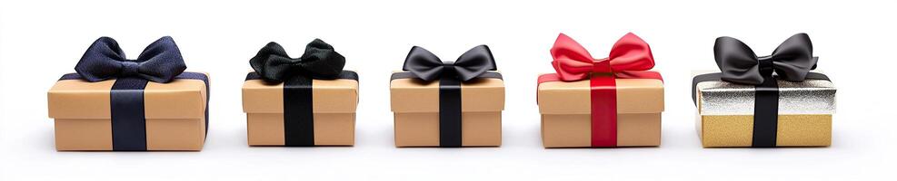 Four gift boxes with bows on them photo