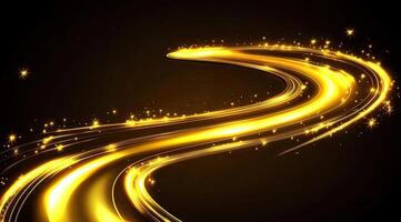 Golden luminous swirling path photo