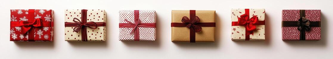 Festive Gift Boxes in a Row photo