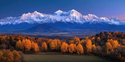 Autumn landscape with mountains and trees photo