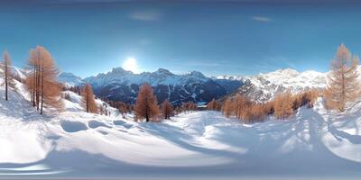 Snowy Alpine Peaks, Sunny Winter Day photo