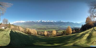 Panoramic Autumnal Mountain Valley photo