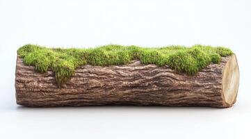 Forest log with moss and grass photo