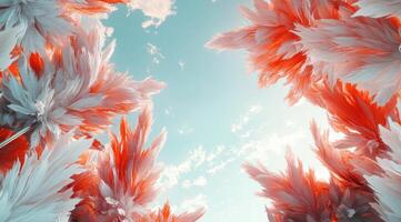 Upward view of vibrant, abstract plants photo