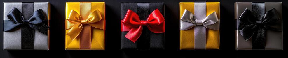 Festive Gift Boxes in Various Colors photo