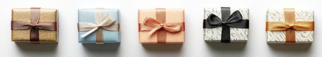 Gift boxes with various ribbons photo