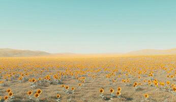 Vast sunflower field stretches to horizon photo