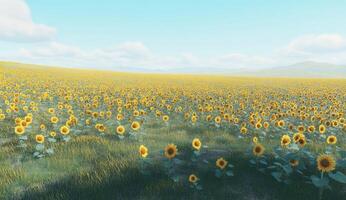 Vast sunflower field under a clear sky photo