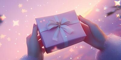 Giving a Tender Gift in Soft Light photo