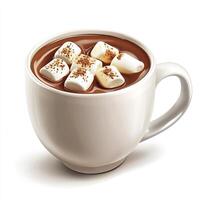 Hot chocolate with marshmallows in a white cup photo