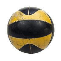 An old black and yellow volleyball ball photo
