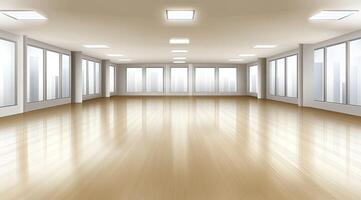 Empty room with wooden floors and windows photo