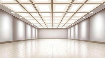 Empty room with white walls and wooden floors photo