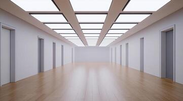 Empty modern hallway with recessed lighting photo