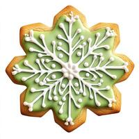 Festive snowflake-shaped iced cookie photo