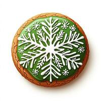 Festive iced snowflake cookie photo