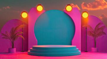 Retro, vibrant podium display photo