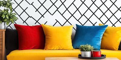 Vibrant Sofa with Colorful Pillows photo