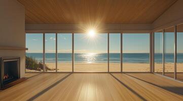 Coastal living room with expansive ocean views photo