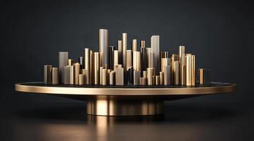 Abstract cityscape on a circular pedestal photo
