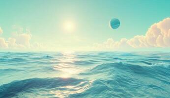 Peaceful alien ocean sunrise photo