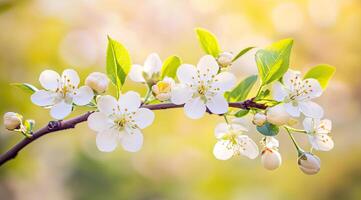 Delicate spring blossoms on a branch photo
