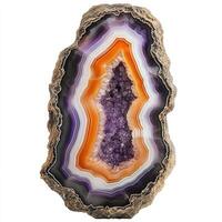 Intricate agate slice with amethyst geode photo