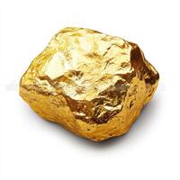 Raw gold nugget isolated on white photo