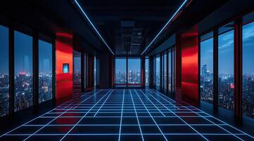Futuristic cityscape corridor photo