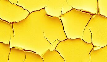 Cracked, vibrant yellow surface photo