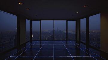 Empty room with city lights photo