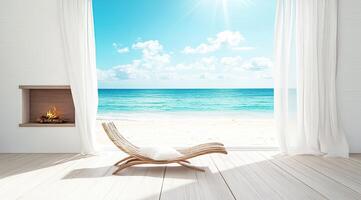 Beachfront living room with coastal views photo