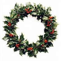 Circular holly wreath photo