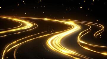 Golden, flowing lines on a dark background photo