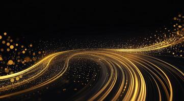 Golden swirling lines on a black background photo