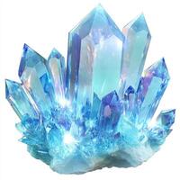 Cluster of vibrant, light blue crystals photo