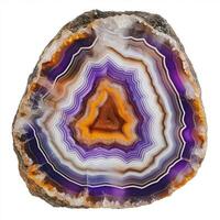 Polished banded agate slice, intricate patterns photo