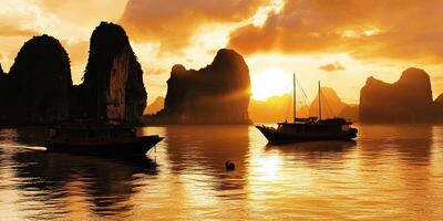 Golden Sunset on a Tranquil Harbour photo